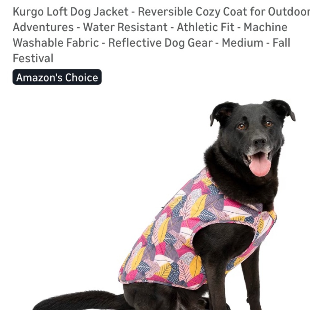 NWT Kurgo Reversible Dog Jacket - Pink and Yellow adorable leaf pattern.